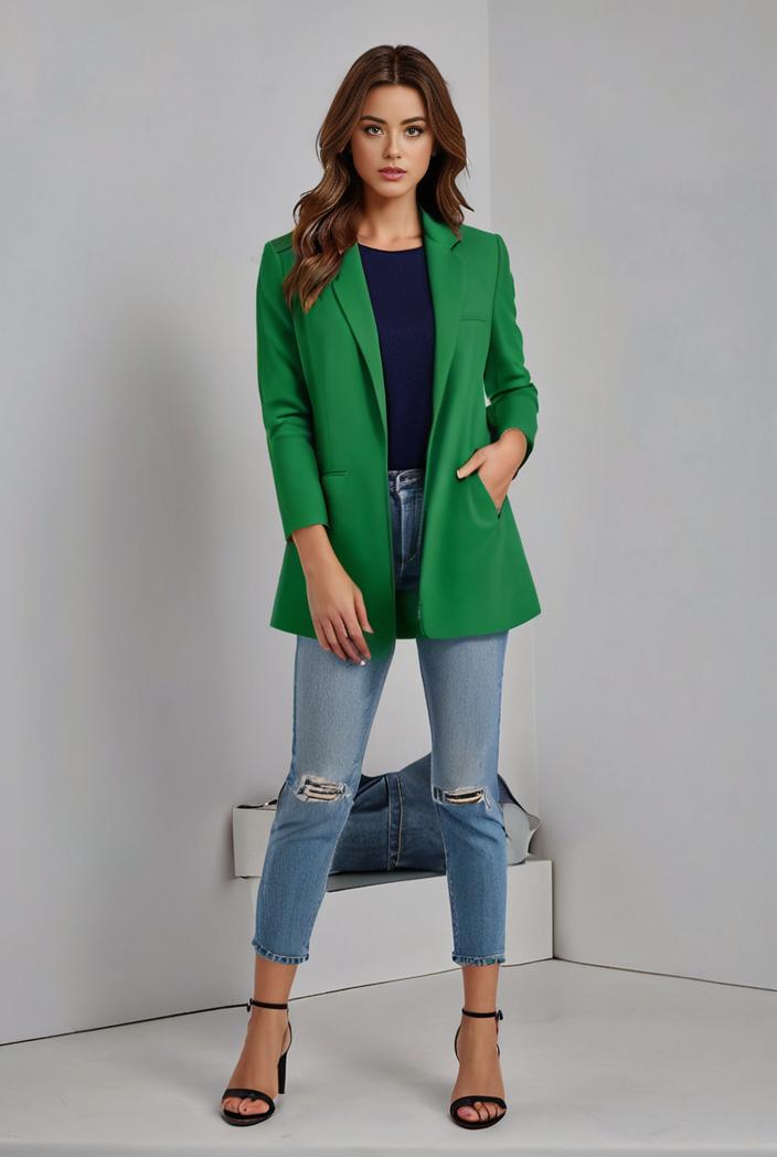 office work lapel stylish button front blazer 105947