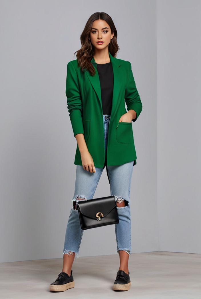 office work lapel stylish button front blazer 105948