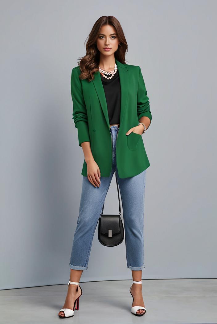 office work lapel stylish button front blazer 105949