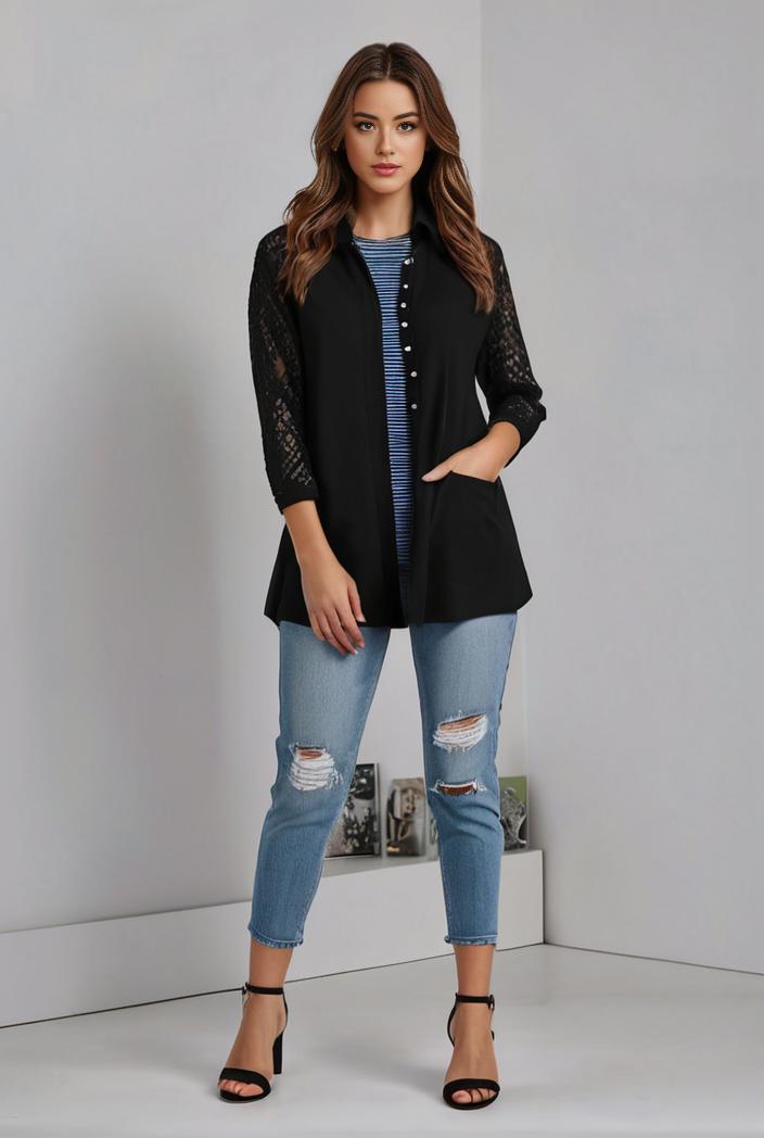 office work lapel stylish button front blazer 105955