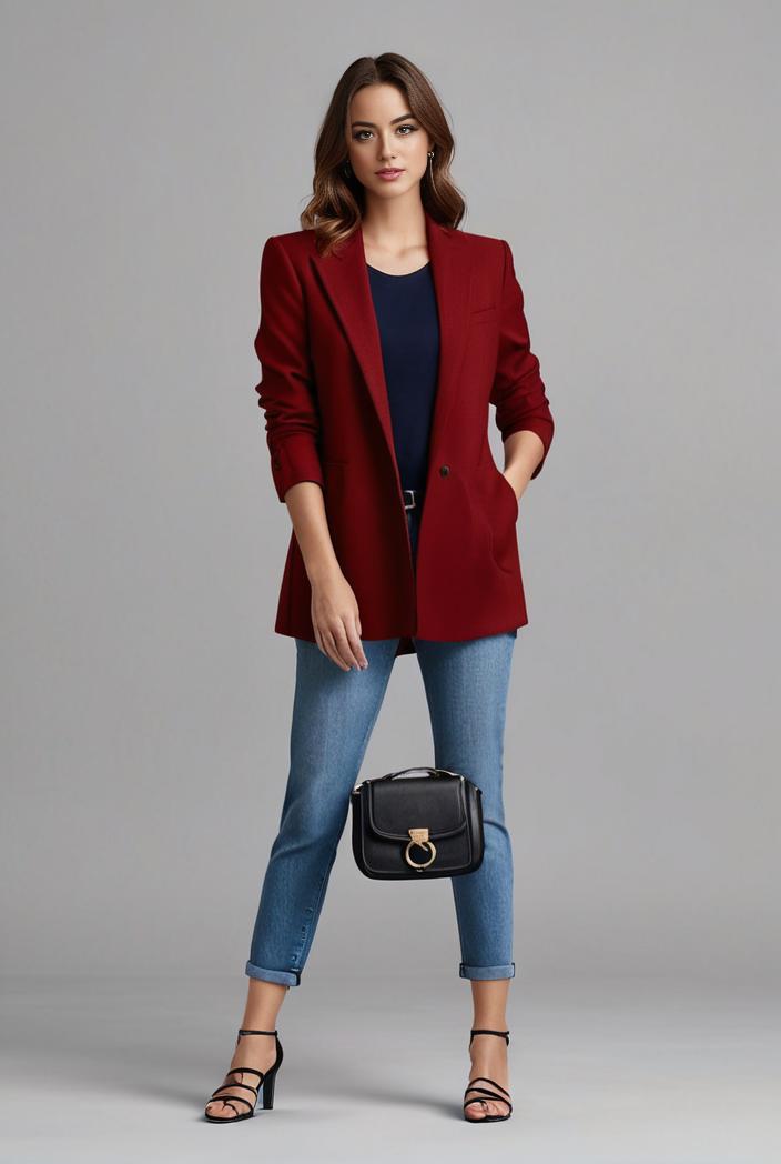 office work lapel stylish button front blazer 105959