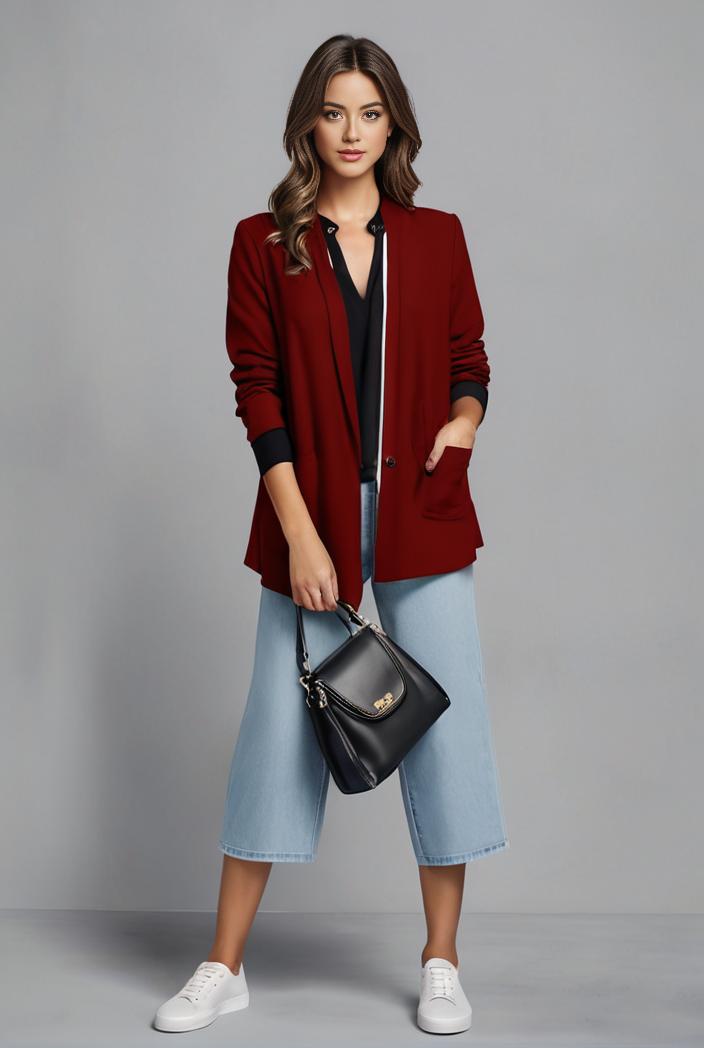 office work lapel stylish button front blazer 105961