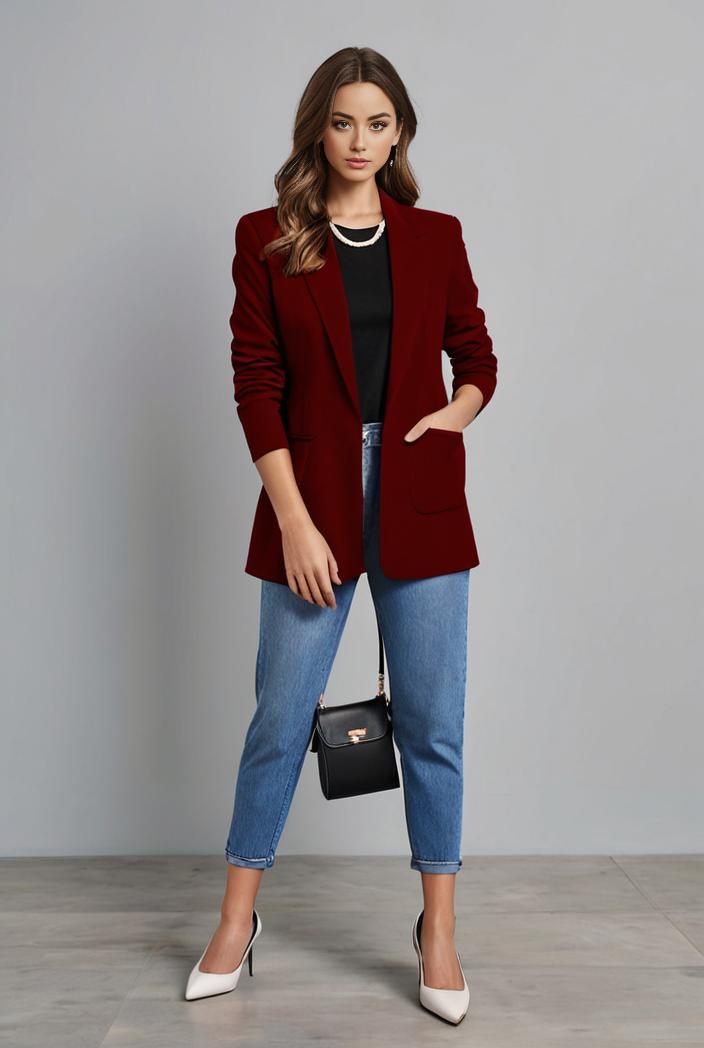 office work lapel stylish button front blazer 105962