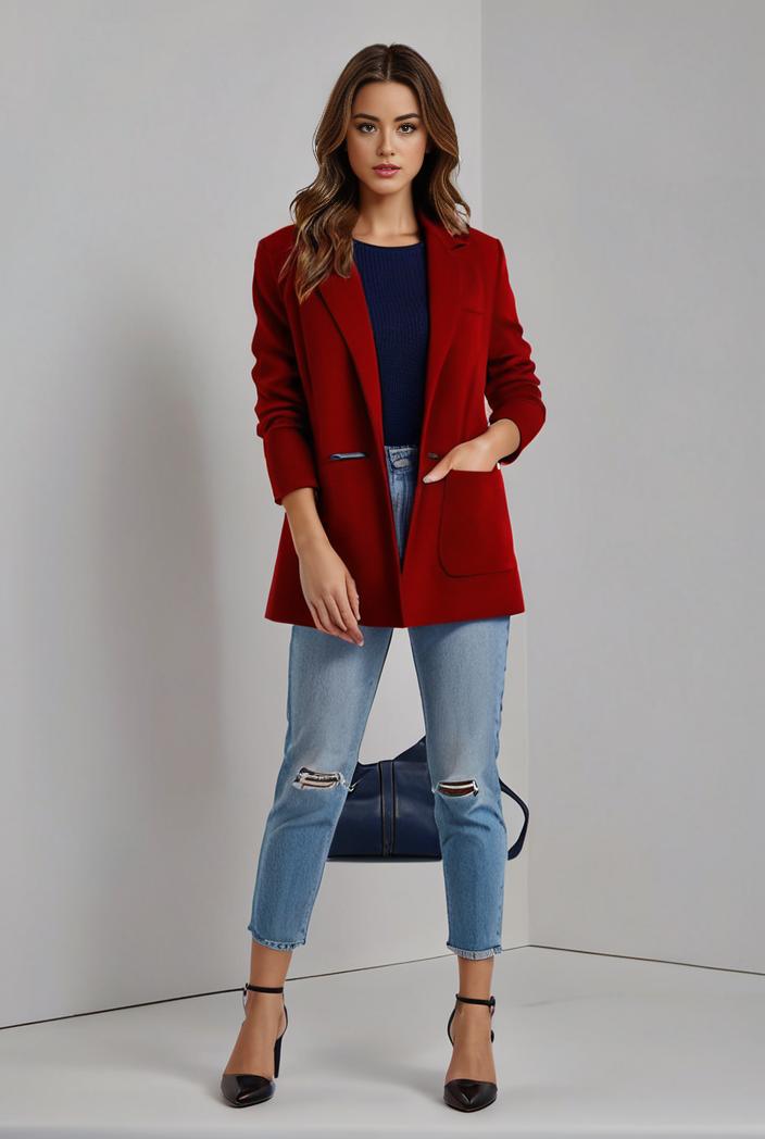 office work lapel stylish button front blazer 105963