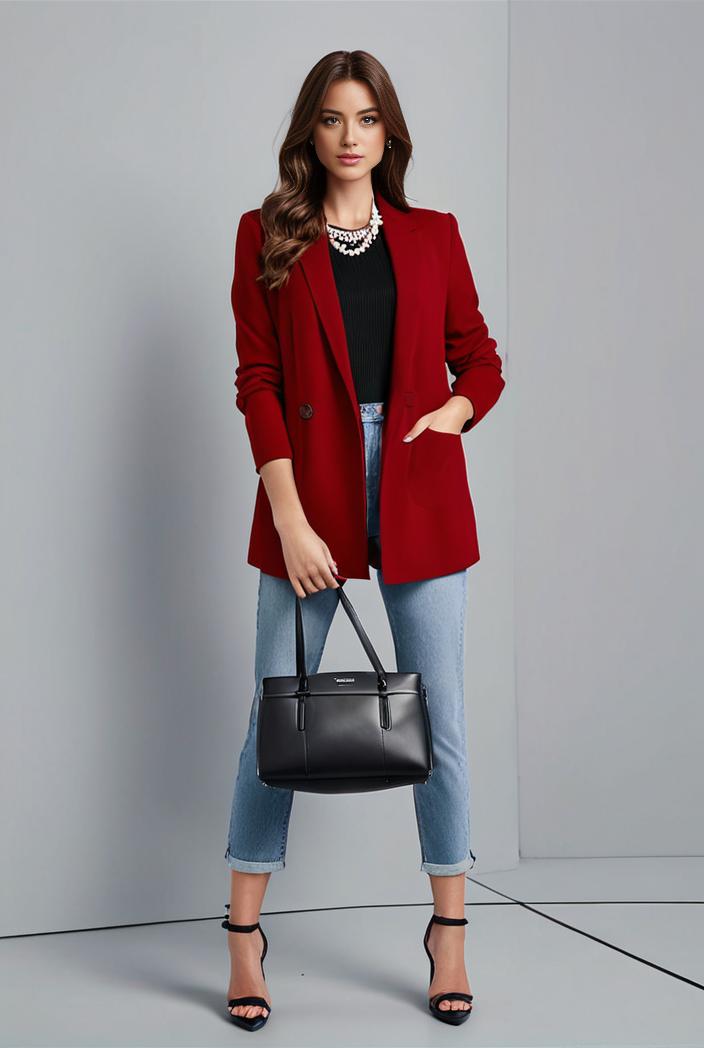 office work lapel stylish button front blazer 105964