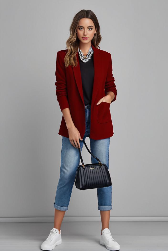 office work lapel stylish button front blazer 105965