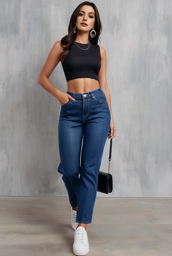 slim fit drawstring denim jeans with elastic waist for women 106270