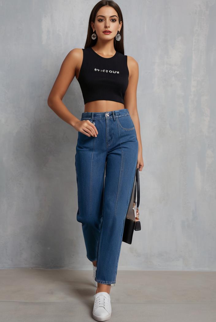 slim fit drawstring denim jeans with elastic waist for women 106272