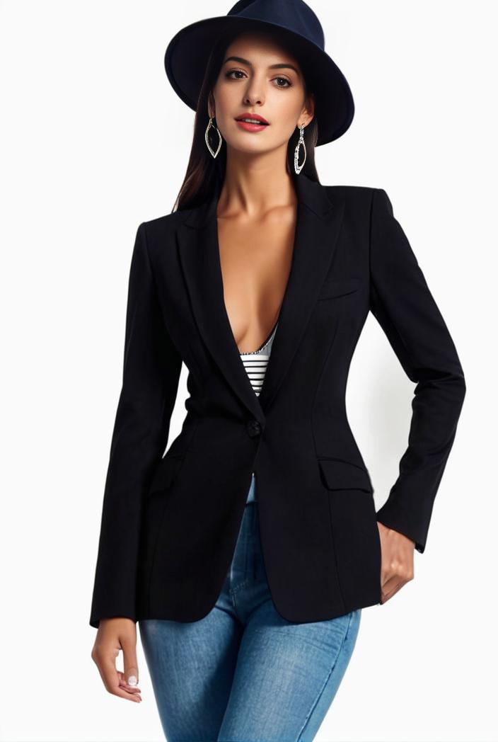 solid blazer with tie back and casual lapel long sleeve outerwear for women 106321