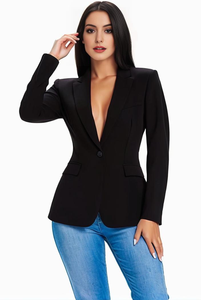 solid blazer with tie back and casual lapel long sleeve outerwear for women 106324