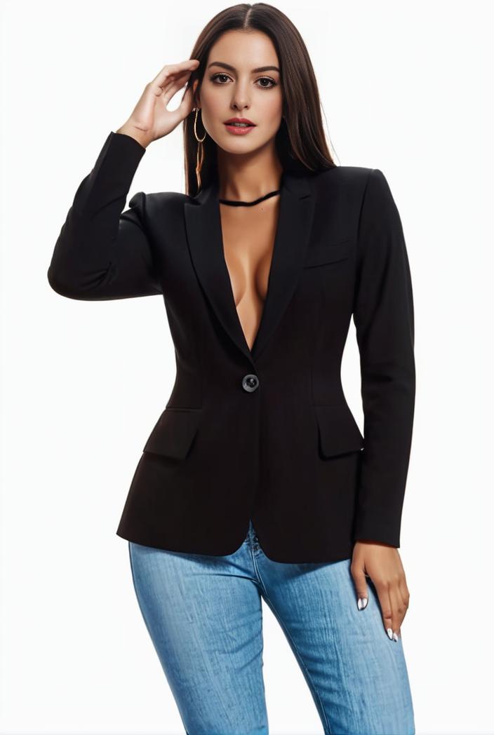 solid blazer with tie back and casual lapel long sleeve outerwear for women 106331