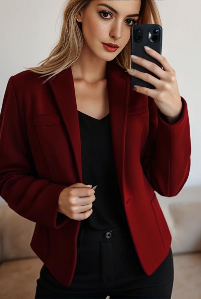 sophisticated split front blazer with long sleeves 107256