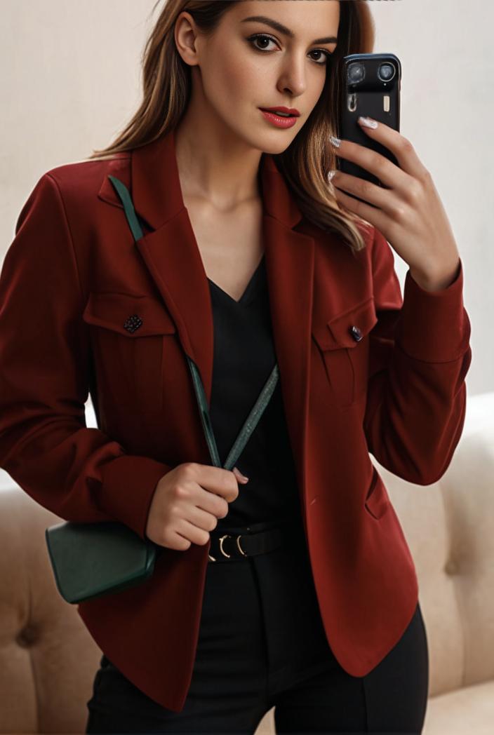 sophisticated split front blazer with long sleeves 107258