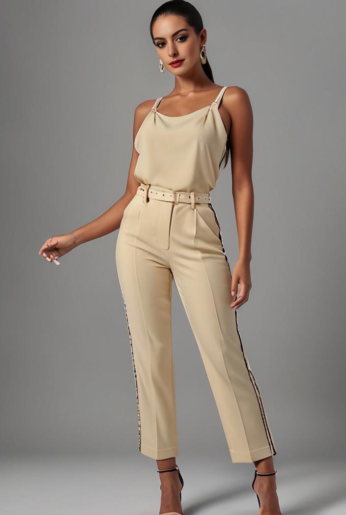stylish sleeveless jumpsuit with tie waist and flap pockets for women 108843
