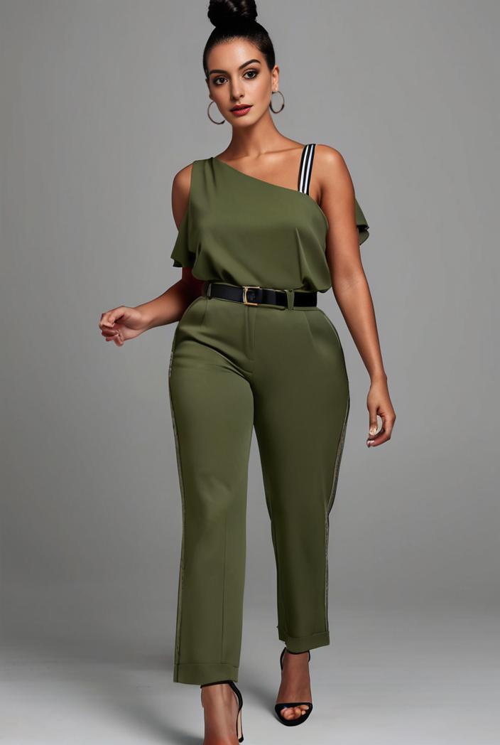stylish sleeveless jumpsuit with tie waist and flap pockets for women 108852
