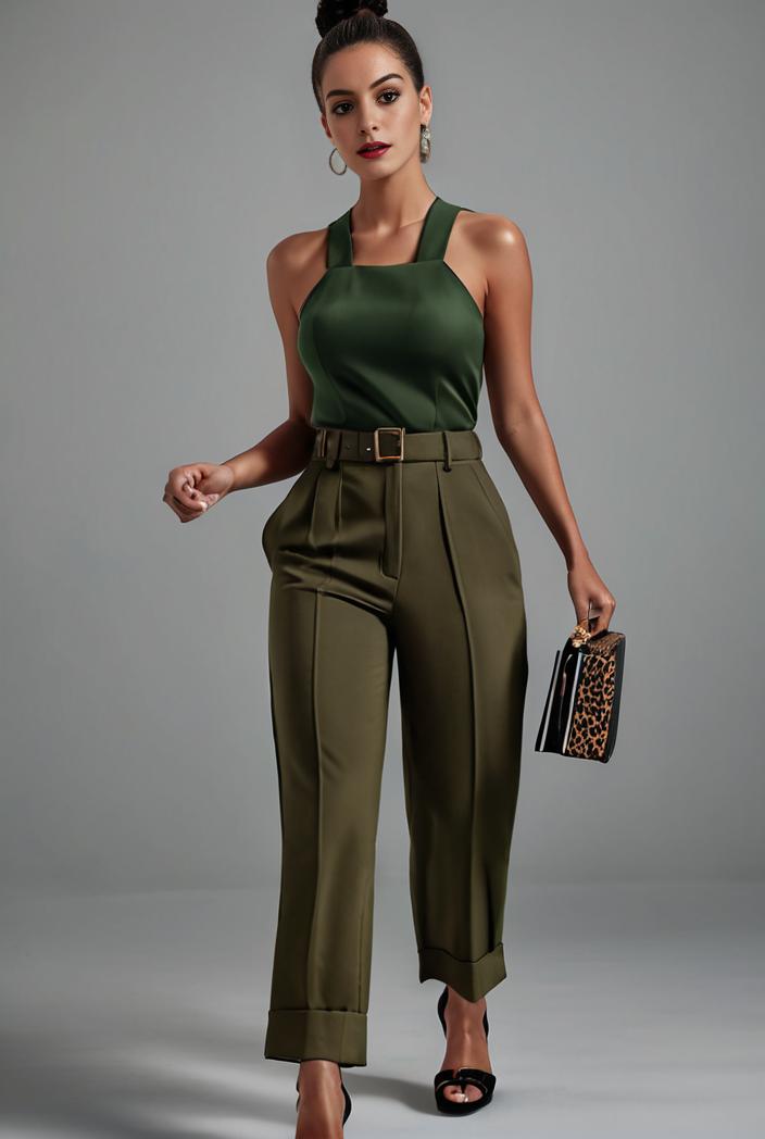 stylish sleeveless jumpsuit with tie waist and flap pockets for women 108858
