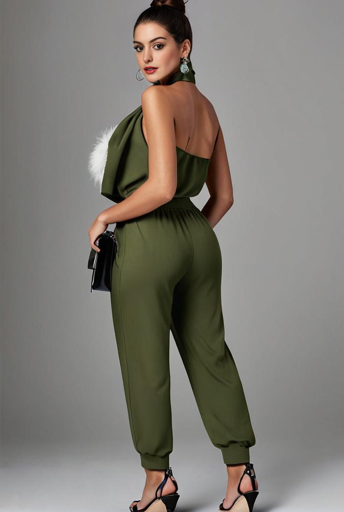 stylish sleeveless jumpsuit with tie waist and flap pockets for women 108860