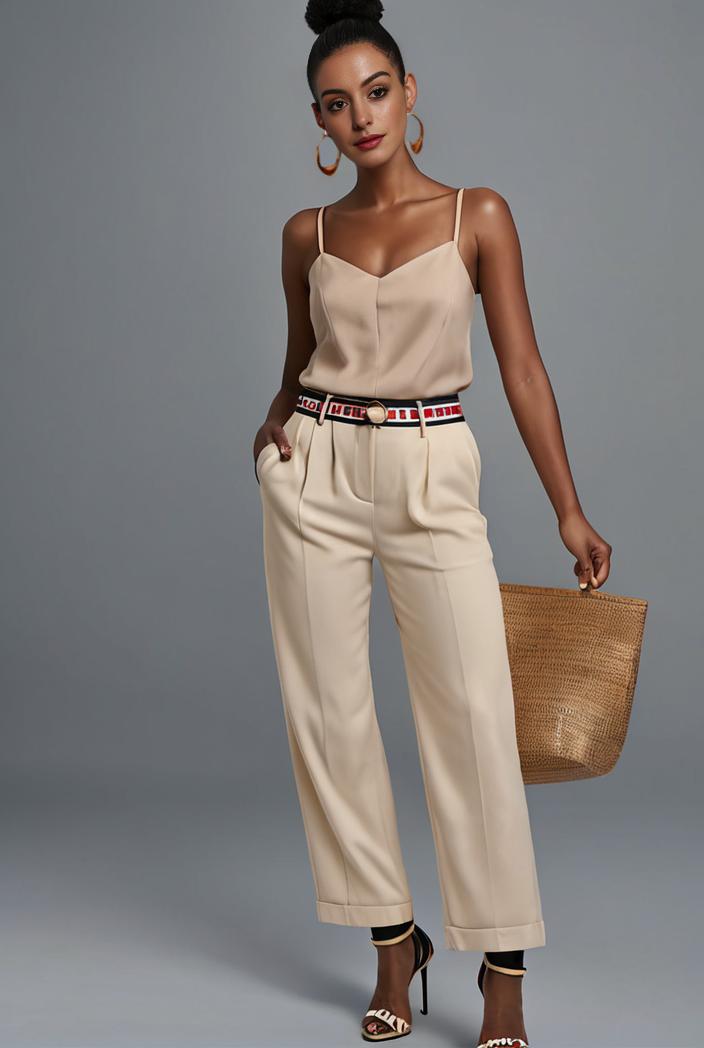 stylish sleeveless jumpsuit with tie waist and flap pockets for women 108879