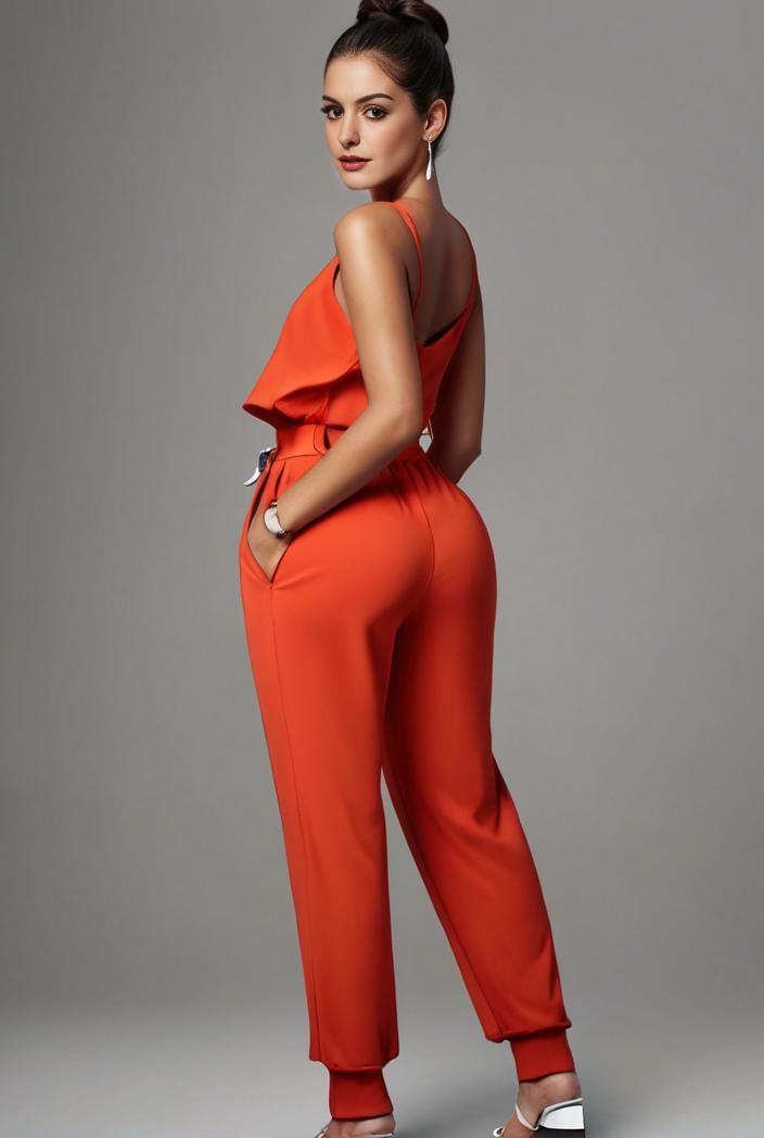 stylish sleeveless jumpsuit with tie waist and flap pockets for women 108883