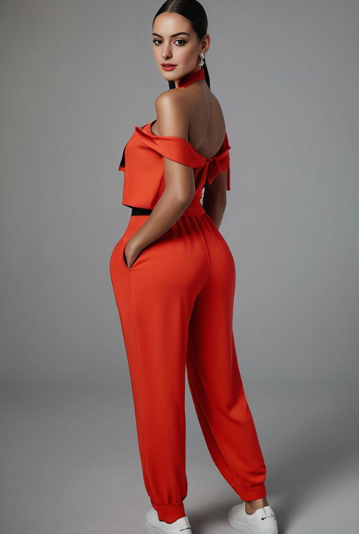 stylish sleeveless jumpsuit with tie waist and flap pockets for women 108890