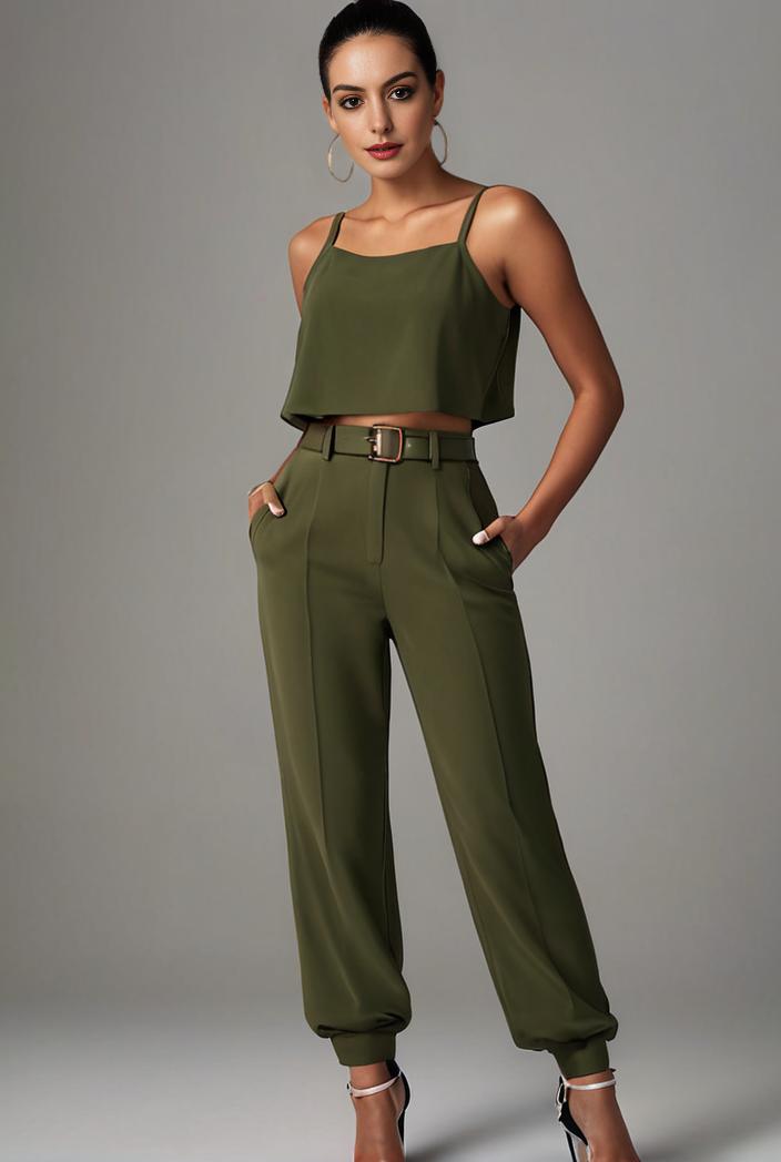 stylish sleeveless jumpsuit with tie waist and flap pockets for women 108891