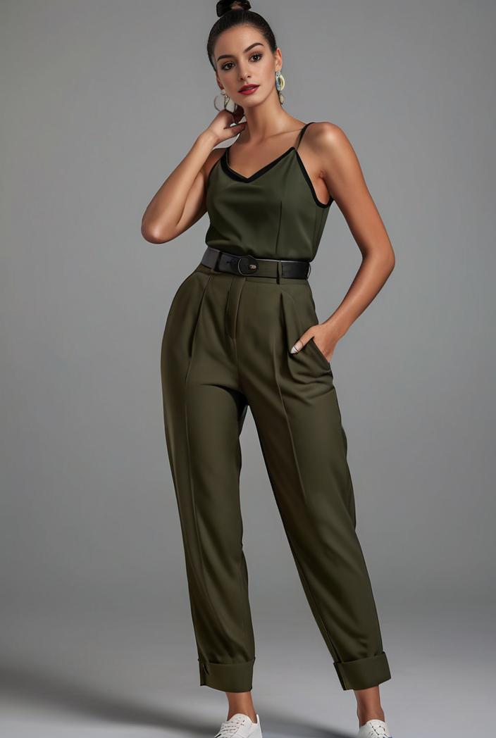 stylish sleeveless jumpsuit with tie waist and flap pockets for women 108898