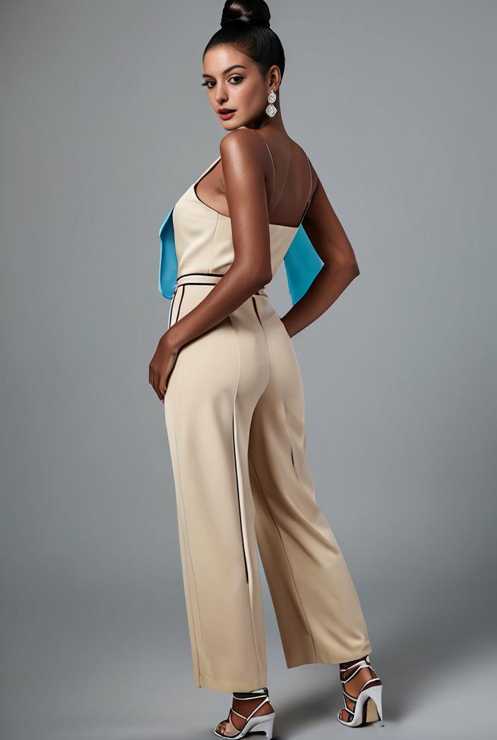 stylish sleeveless jumpsuit with tie waist and flap pockets for women 108906