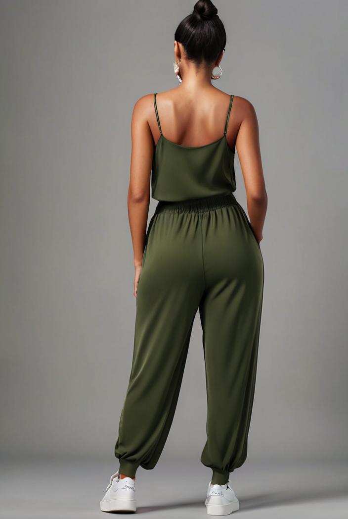 stylish sleeveless jumpsuit with tie waist and flap pockets for women 108907