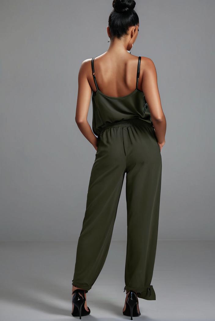 stylish sleeveless jumpsuit with tie waist and flap pockets for women 108914