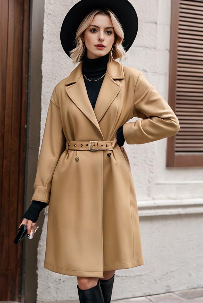 stylish women s winter overcoat with double breasted lapels and thermal lining 109228