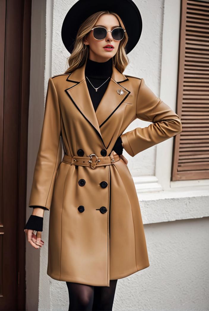stylish women s winter overcoat with double breasted lapels and thermal lining 109231