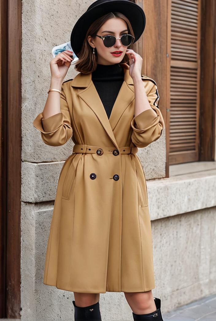 stylish women s winter overcoat with double breasted lapels and thermal lining 109244