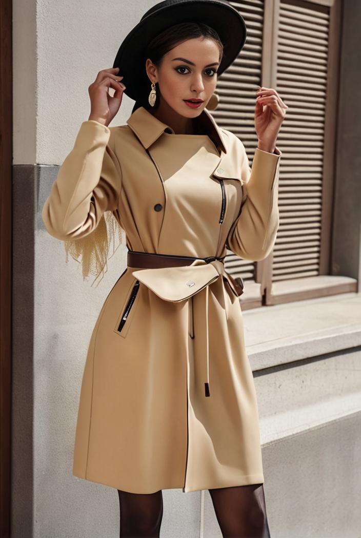 stylish women s winter overcoat with double breasted lapels and thermal lining 109246