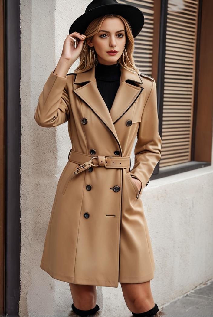 stylish women s winter overcoat with double breasted lapels and thermal lining 109247