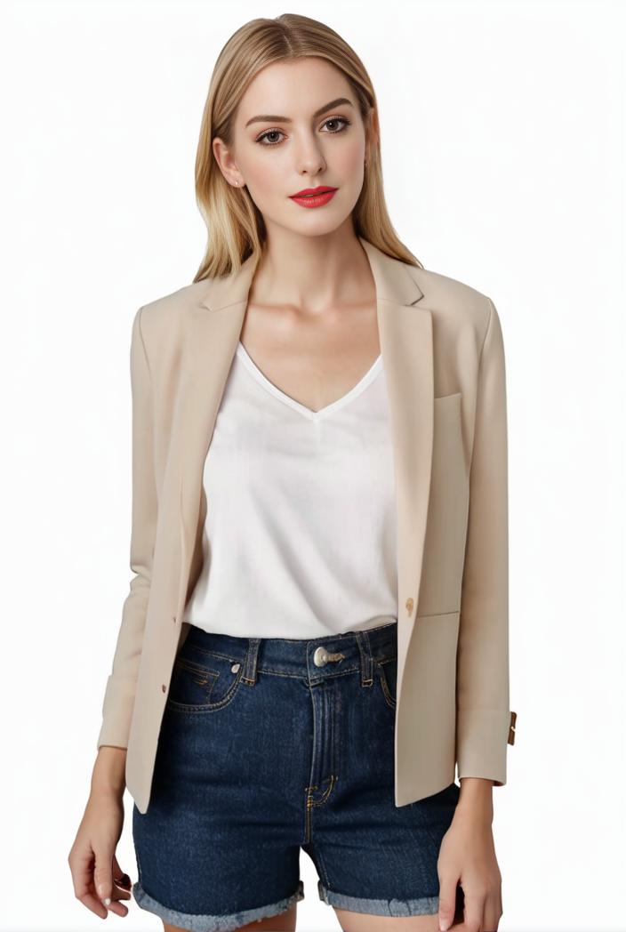 women s solid open front blazer with long sleeves for office wear 114251