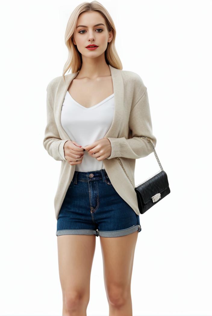 women s solid open front blazer with long sleeves for office wear 114274