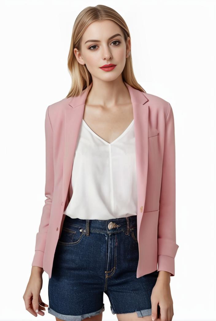 women s solid open front blazer with long sleeves for office wear 114283