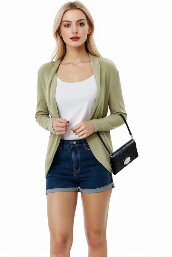 women s solid open front blazer with long sleeves for office wear 114290