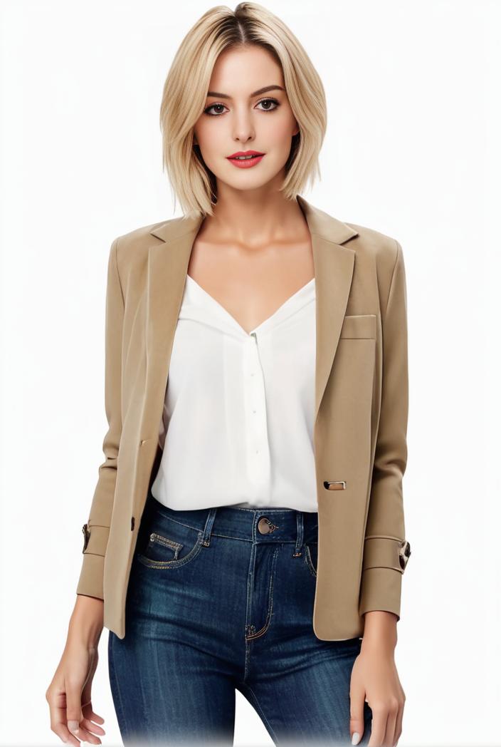 women s solid open front blazer with long sleeves for office wear 114297