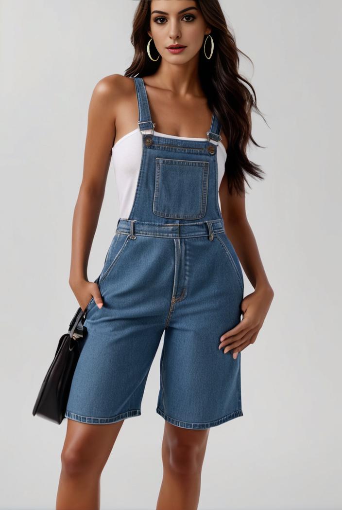 blue denim jumpsuit with distressed ripped details for women 115929