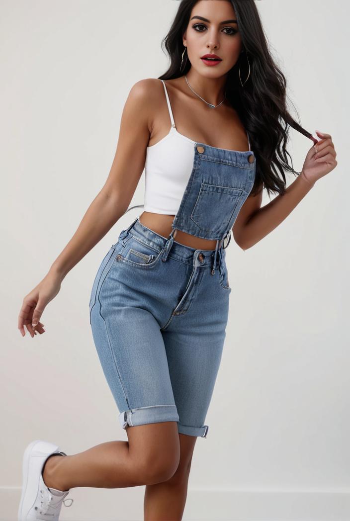 blue denim jumpsuit with distressed ripped details for women 115940