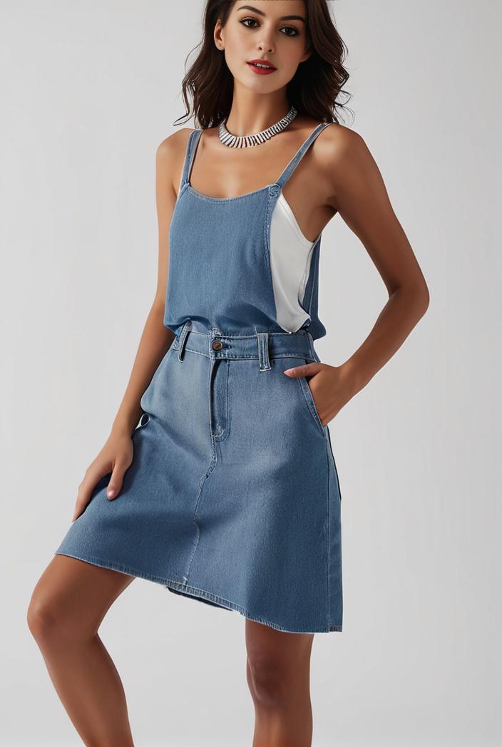 blue denim jumpsuit with distressed ripped details for women 115946