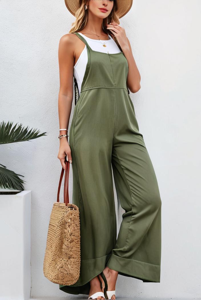 boho sleeveless long jumpsuit with pockets women s casual baggy overall 116931