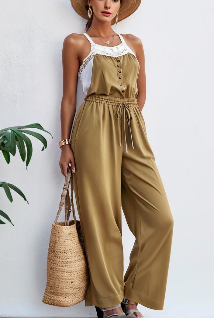 boho sleeveless long jumpsuit with pockets women s casual baggy overall 116933