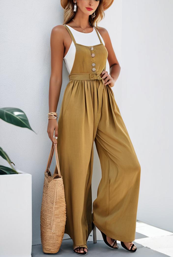 boho sleeveless long jumpsuit with pockets women s casual baggy overall 116935