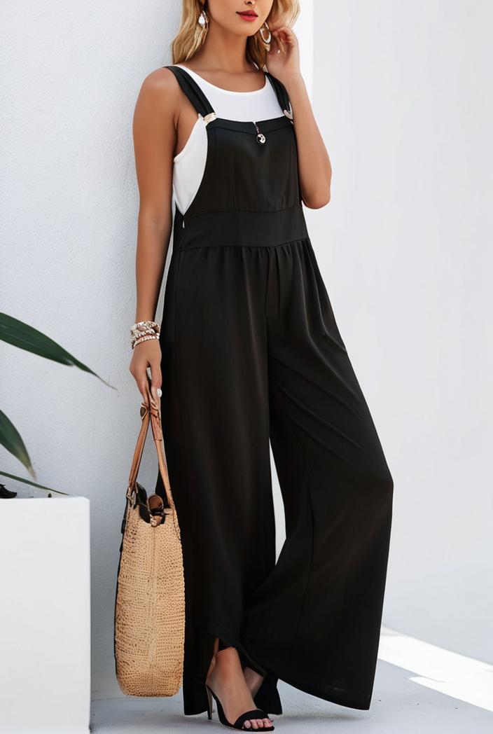 boho sleeveless long jumpsuit with pockets women s casual baggy overall 116943