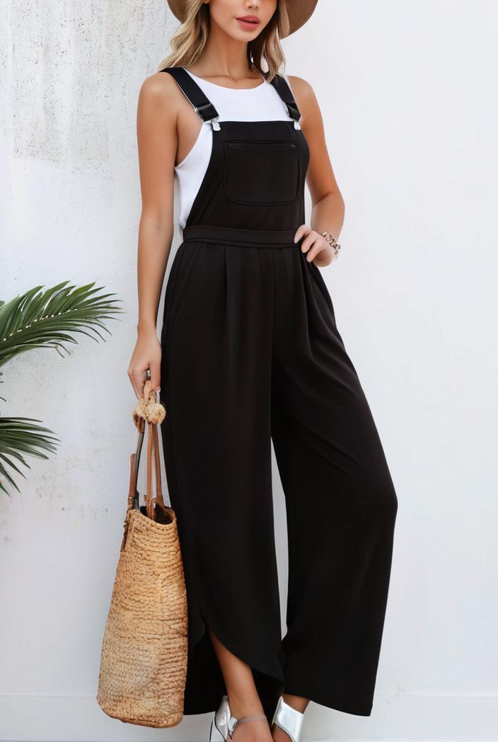 boho sleeveless long jumpsuit with pockets women s casual baggy overall 116945