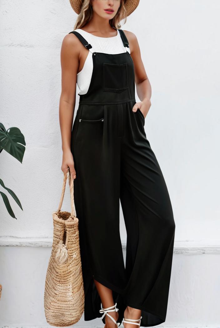 boho sleeveless long jumpsuit with pockets women s casual baggy overall 116946