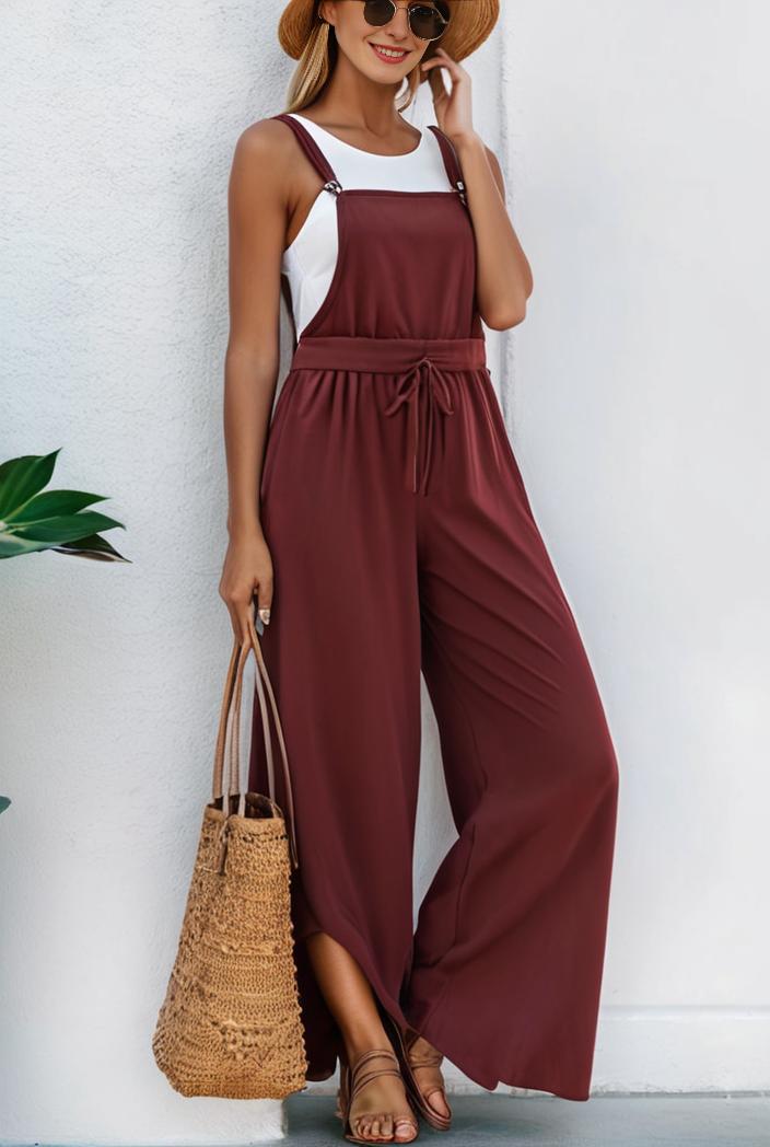boho sleeveless long jumpsuit with pockets women s casual baggy overall 116950