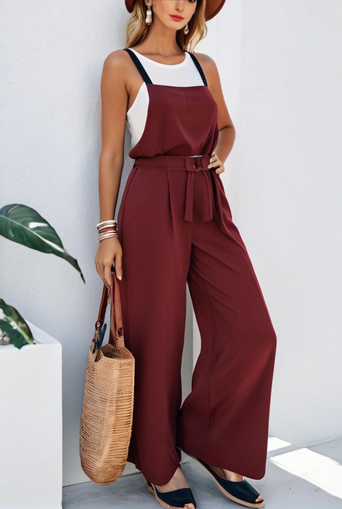 boho sleeveless long jumpsuit with pockets women s casual baggy overall 116951